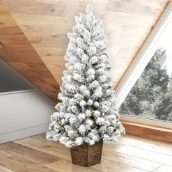Vickerman Flocked Gifford Slim Potted Pine Artificial Christmas Tree 7 Vickerman Flocked Gifford Slim Potted Pine Artificial Christmas Tree -Christmas Trees Sales Store unnamed file 8801