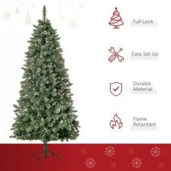 HOMCOM Artificial Snow Dipped Christmas Tree with Pinecones, Holiday Home Indoor Decoration with Foldable Feet 17 HOMCOM Artificial Snow Dipped Christmas Tree with Pinecones, Holiday Home Indoor Decoration with Foldable Feet -Christmas Trees Sales Store unnamed file 8847