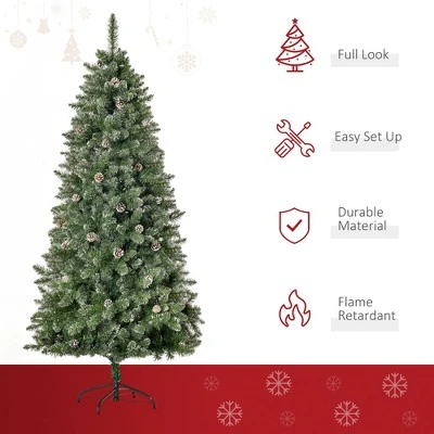 HOMCOM Artificial Snow Dipped Christmas Tree with Pinecones, Holiday Home Indoor Decoration with Foldable Feet 8 HOMCOM Artificial Snow Dipped Christmas Tree with Pinecones, Holiday Home Indoor Decoration with Foldable Feet - Image 8