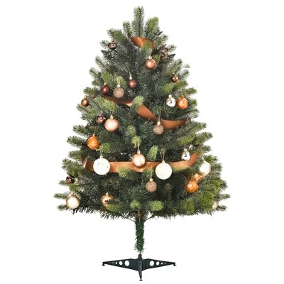 HOMCOM 3' Tall Lit Full Fir Artificial Christmas Tree with Realistic Branches, 60 LED and 227 Tips, Green 3 HOMCOM 3' Tall Lit Full Fir Artificial Christmas Tree with Realistic Branches, 60 LED and 227 Tips, Green - Image 3