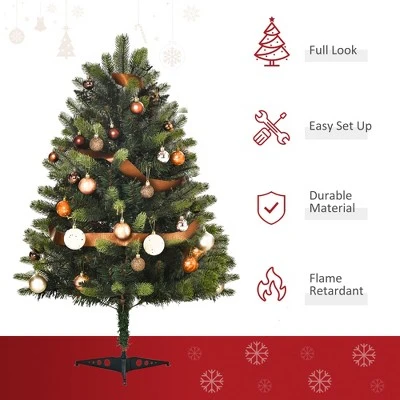 HOMCOM 3' Tall Lit Full Fir Artificial Christmas Tree with Realistic Branches, 60 LED and 227 Tips, Green 6 HOMCOM 3' Tall Lit Full Fir Artificial Christmas Tree with Realistic Branches, 60 LED and 227 Tips, Green - Image 6
