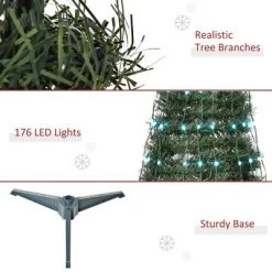 Outsunny Pre-lit Slim Artificial Christmas Tree, Multi-Color RGB LED Light Holiday Home Xmas Decoration 13 Outsunny Pre-lit Slim Artificial Christmas Tree, Multi-Color RGB LED Light Holiday Home Xmas Decoration -Christmas Trees Sales Store unnamed file 8916