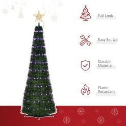 Outsunny Pre-lit Slim Artificial Christmas Tree, Multi-Color RGB LED Light Holiday Home Xmas Decoration 14 Outsunny Pre-lit Slim Artificial Christmas Tree, Multi-Color RGB LED Light Holiday Home Xmas Decoration -Christmas Trees Sales Store unnamed file 8917