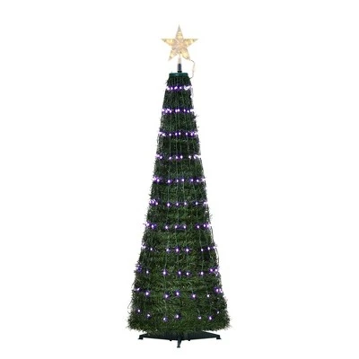 Outsunny Pre-lit Slim Artificial Christmas Tree, Multi-Color RGB LED Light Holiday Home Xmas Decoration 7 Outsunny Pre-lit Slim Artificial Christmas Tree, Multi-Color RGB LED Light Holiday Home Xmas Decoration - Image 7