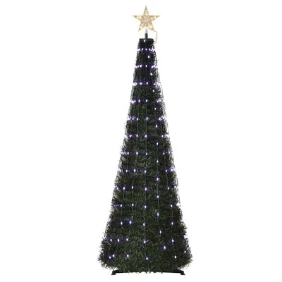 Outsunny Pre-lit Slim Artificial Christmas Tree, Multi-Color RGB LED Light Holiday Home Xmas Decoration 8 Outsunny Pre-lit Slim Artificial Christmas Tree, Multi-Color RGB LED Light Holiday Home Xmas Decoration - Image 8