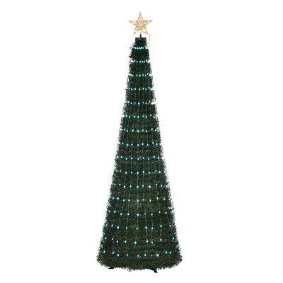 Outsunny Pre-lit Slim Artificial Christmas Tree, Multi-Color RGB LED Light Holiday Home Xmas Decoration 9 Outsunny Pre-lit Slim Artificial Christmas Tree, Multi-Color RGB LED Light Holiday Home Xmas Decoration - Image 9