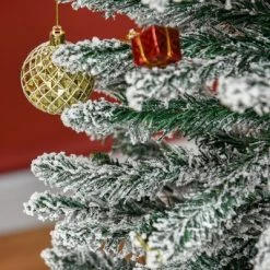 HOMCOM 82.75" Snow Flocked Artificial Pencil Christmas Tree, Slim Xmas Tree with Realistic Branches and Steel Stand for Indoor Decoration, Green 8 HOMCOM 82.75" Snow Flocked Artificial Pencil Christmas Tree, Slim Xmas Tree with Realistic Branches and Steel Stand for Indoor Decoration, Green -Christmas Trees Sales Store unnamed file 8924