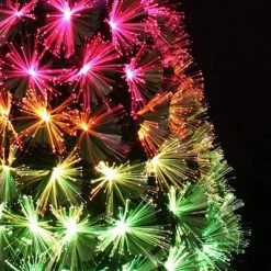 Holiday Stuff Company 3 Foot Tall RGB Color Changing Vintage Fiber Optic Christmas Tree with Light Up Branches, Ornaments, and LED Tree Topper