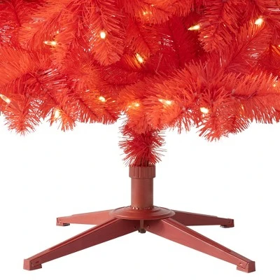 Treetopia Candy Apple Red 6 Foot Artificial Prelit Slim Narrow Christmas Tree Holiday Decoration with White LED Lights, Premium Stand, and Foot Pedal 4 Treetopia Candy Apple Red 6 Foot Artificial Prelit Slim Narrow Christmas Tree Holiday Decoration with White LED Lights, Premium Stand, and Foot Pedal - Image 4