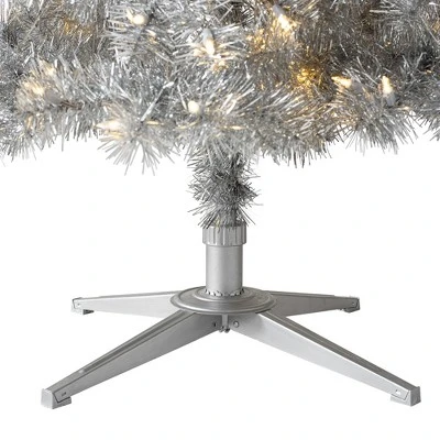 Treetopia Silver Bells 6 Foot Artificial Prelit Slim Narrow Christmas Tree Holiday Decoration with White LED Lights, Premium Stand, and Foot Pedal 3 Treetopia Silver Bells 6 Foot Artificial Prelit Slim Narrow Christmas Tree Holiday Decoration with White LED Lights, Premium Stand, and Foot Pedal - Image 3