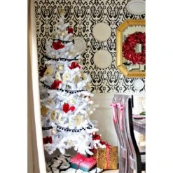 Treetopia Moonlight White 6-Foot-Tall Artificial Slim Unlit Christmas Tree Colorful Holiday Decoration with Premium White Stand & Easy Assembly