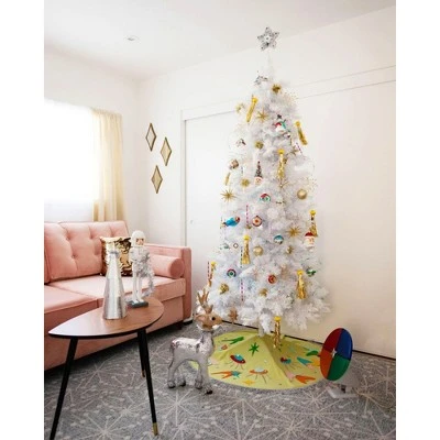 Treetopia Moonlight White 6-Foot-Tall Artificial Slim Unlit Christmas Tree Colorful Holiday Decoration with Premium White Stand & Easy Assembly 2 Treetopia Moonlight White 6-Foot-Tall Artificial Slim Unlit Christmas Tree Colorful Holiday Decoration with Premium White Stand & Easy Assembly - Image 2