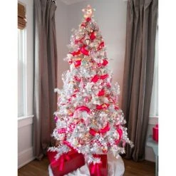 Treetopia Tinkerbell Silver 6-Foot-Tall Artificial Slim Unlit Tinsel Christmas Tree Colorful Holiday Decoration w/ Premium White Stand & Easy Assembly