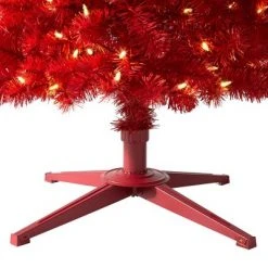 Treetopia Tango Red Lipstick 7 Foot Artificial Prelit Pencil Thin Christmas Tree Holiday Decoration w/ White LED Lights, Premium Stand, and Foot Pedal -Christmas Trees Sales Store unnamed file 8995