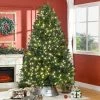 HOMCOM 7' Prelit Artificial Christmas Tree with 2393 Realistic Branches, Warm White LED Lights and 2393 Tips Green