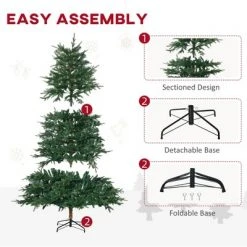 HOMCOM 7' Prelit Artificial Christmas Tree with 2393 Realistic Branches, Warm White LED Lights and 2393 Tips Green -Christmas Trees Sales Store unnamed file 9004