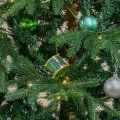 HOMCOM 7' Prelit Artificial Christmas Tree with 2393 Realistic Branches, Warm White LED Lights and 2393 Tips Green -Christmas Trees Sales Store unnamed file 9005