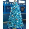 Treetopia It's Azure Thing Blue 6 Foot Artificial Prelit Full Bodied Christmas Tree Holiday Decoration w/ White LED Lights, Premium Stand & Foot Pedal