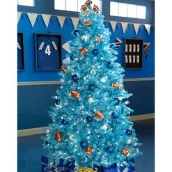 Treetopia It's Azure Thing Blue 6 Foot Artificial Prelit Full Bodied Christmas Tree Holiday Decoration w/ White LED Lights, Premium Stand & Foot Pedal