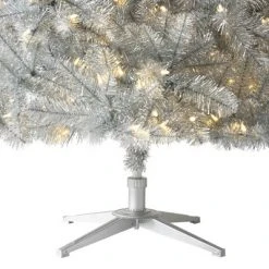 Treetopia Silver Stardust 6 Foot Artificial Prelit Full Tinsel Christmas Tree Holiday Decoration with White LED Lights, Premium Stand & Foot Pedal -Christmas Trees Sales Store unnamed file 9048