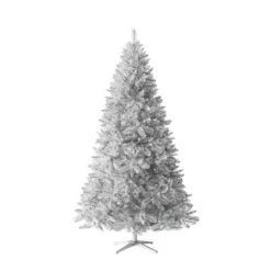 Treetopia Silver Stardust 6 Foot Artificial Prelit Full Tinsel Christmas Tree Holiday Decoration with White LED Lights, Premium Stand & Foot Pedal -Christmas Trees Sales Store unnamed file 9049