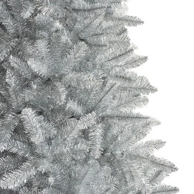 Treetopia Luxe Pure Platinum 6 Ft Artificial Prelit Full Bodied Tinsel Christmas Tree Holiday Decoration, White LED Lights, Premium Stand & Foot Pedal 2 Treetopia Luxe Pure Platinum 6 Ft Artificial Prelit Full Bodied Tinsel Christmas Tree Holiday Decoration, White LED Lights, Premium Stand & Foot Pedal - Image 2