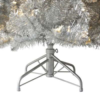 Treetopia Luxe Pure Platinum 6 Ft Artificial Prelit Full Bodied Tinsel Christmas Tree Holiday Decoration, White LED Lights, Premium Stand & Foot Pedal 4 Treetopia Luxe Pure Platinum 6 Ft Artificial Prelit Full Bodied Tinsel Christmas Tree Holiday Decoration, White LED Lights, Premium Stand & Foot Pedal - Image 4