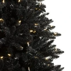 Treetopia Luxe Black Beauty 7 Foot Artificial Prelit Full Bodied Christmas Tree Holiday Decoration with White LED Lights, Premium Stand and Foot Pedal