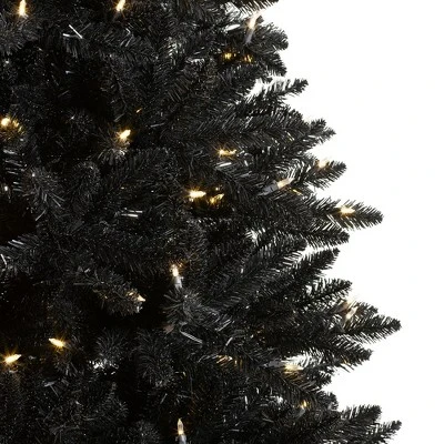 Treetopia Luxe Black Beauty 7 Foot Artificial Prelit Full Bodied Christmas Tree Holiday Decoration with White LED Lights, Premium Stand and Foot Pedal 1 Treetopia Luxe Black Beauty 7 Foot Artificial Prelit Full Bodied Christmas Tree Holiday Decoration with White LED Lights, Premium Stand and Foot Pedal