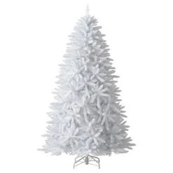 Treetopia Luxe Mont Blanc 7 Foot Artificial Prelit Full Bodied Christmas Tree Holiday Decoration with White LED Lights, Premium Stand and Foot Pedal