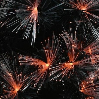 National Tree Company 4 ft. Black Fiber Optic Tree with Candy Corn Color Lights 2 National Tree Company 4 ft. Black Fiber Optic Tree with Candy Corn Color Lights - Image 2