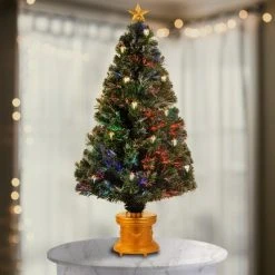 National Tree Company 48" Fiber Optic Fireworks Tree with Gold Lanterns