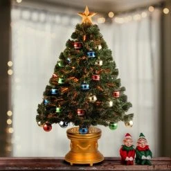 National Tree Company 36" Fiber Optic Fireworks Tree with Ball Ornaments