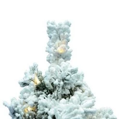 Vickerman Flocked Alaskan 36 Inch Frosted Prelit Artificial Holiday Tree with 100 Italian White LED Lights for Holiday Season