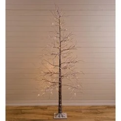 Plow & Hearth - Medium Indoor / Outdoor Snowy Lighted Tree, 6'H with 98 Lights