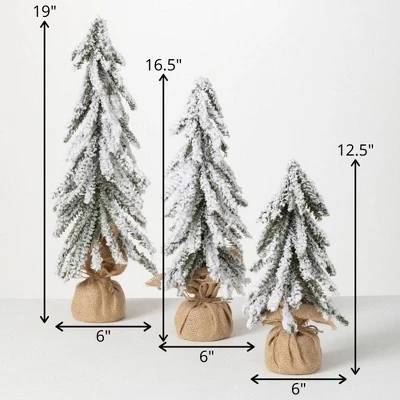 Sullivans Snowy Artificial Tree Set of 3, 12.5"H, 16.5"H & 19"H Brown 1 Sullivans Snowy Artificial Tree Set of 3, 12.5"H, 16.5"H & 19"H Brown