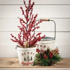 Sullivans 3' & 1.8' Berry Artificial Tree Set of 2, 22"H & 36"H Red