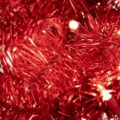 Sullivans Artificial Red Illuminated 7' Tinsel Tree Red