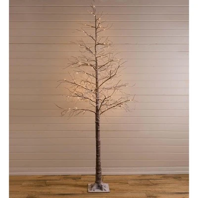 Plow & Hearth - Large Indoor / Outdoor Snowy Lighted Tree, 8'H with 120 Lights 1 Plow & Hearth - Large Indoor / Outdoor Snowy Lighted Tree, 8'H with 120 Lights
