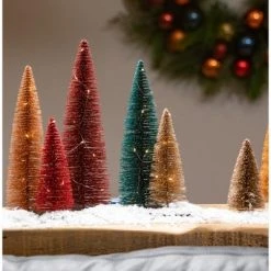 Sullivans Artificial Gold Bottlebrush Tree Gold 6.5"H Set of 3 -Christmas Trees Sales Store unnamed file 9237