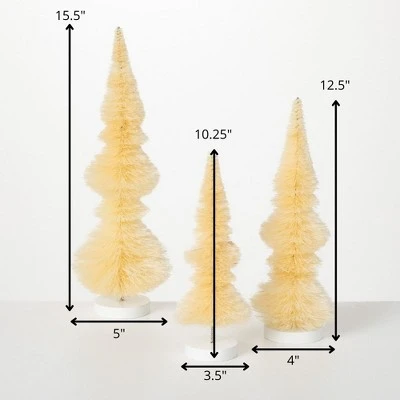 Sullivans Artificial Finial Bottlebrush Tree Cream 15.5"H Wood Set of 3 4 Sullivans Artificial Finial Bottlebrush Tree Cream 15.5"H Wood Set of 3 - Image 4