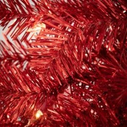 Sullivans Artificial Red Illuminated 4' Tinsel Tree Red