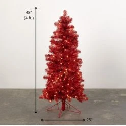 Sullivans Artificial Red Illuminated 4' Tinsel Tree Red -Christmas Trees Sales Store unnamed file 9271
