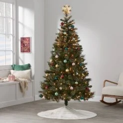 6.5' Pre-Lit Virginia Pine Artificial Christmas Tree with Pinecones Clear Lights - Wondershop™