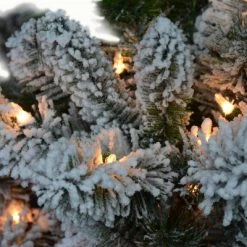 6.5ft Puleo Pre-lit Flocked Virginia Pine Christmas Tree with 300 Clear Incandescent Lights