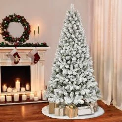 7.5ft Puleo Unlit Flocked Full Virginia Pine Artificial Christmas Tree