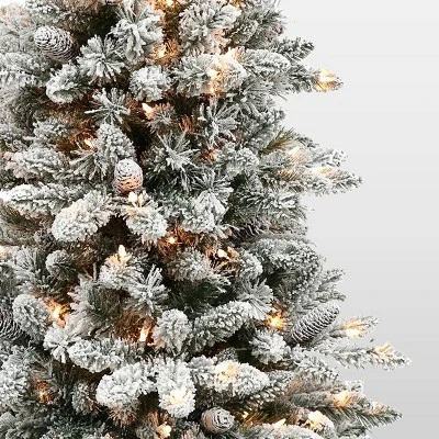 4.5ft Pre-Lit Flocked Bradford Fir Tree Artificial Christmas Tree - Puleo 2 4.5ft Pre-Lit Flocked Bradford Fir Tree Artificial Christmas Tree - Puleo - Image 2